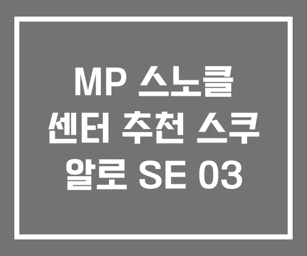 MP 스노클 센터 추천 스쿠 알로 SE 03