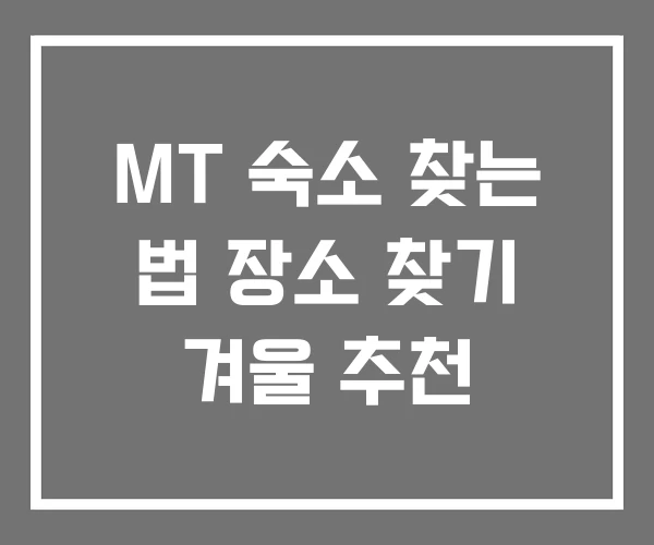 MT 숙소 찾는 법 장소 찾기 겨울 추천