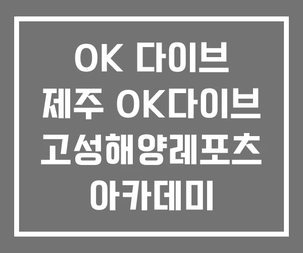 OK 다이브 제주 OK다이브 고성해양레포츠 아카데미
