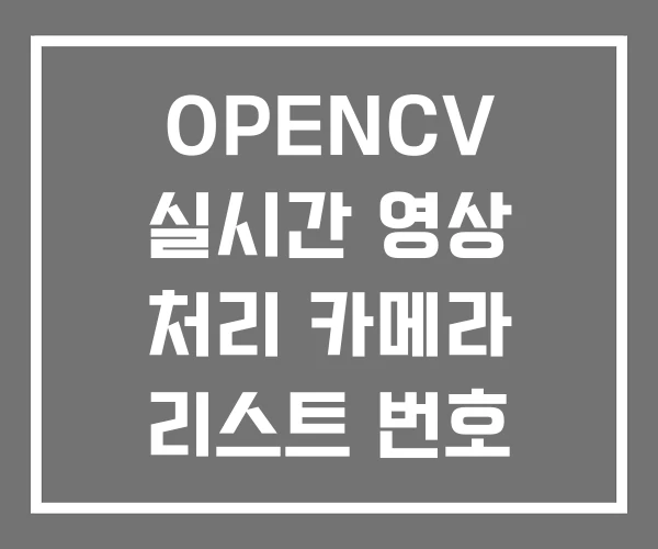 OPENCV 실시간 영상 처리 카메라 리스트 번호 확인