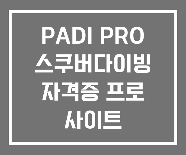 PADI PRO 스쿠버다이빙 자격증 프로 사이트
