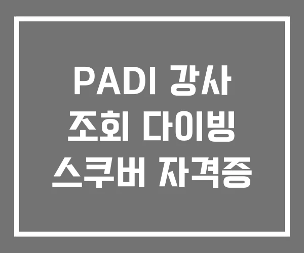 PADI 강사 조회 다이빙 스쿠버 자격증