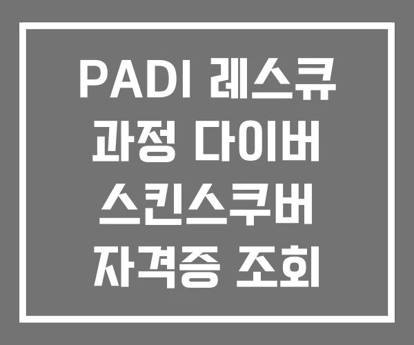PADI 레스큐 과정 다이버 스킨스쿠버 자격증 조회