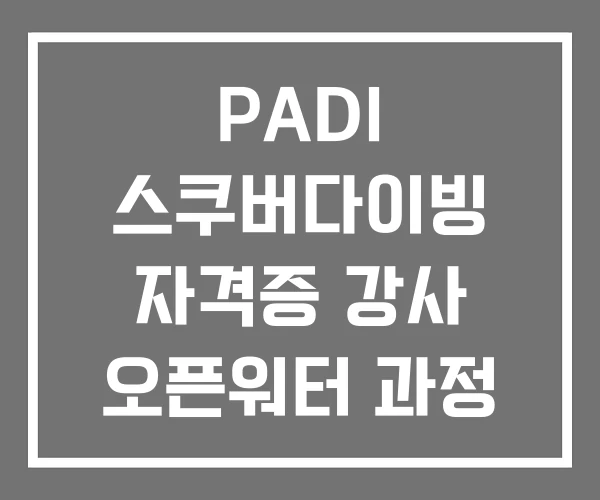 PADI 스쿠버다이빙 자격증 강사 오픈워터 과정