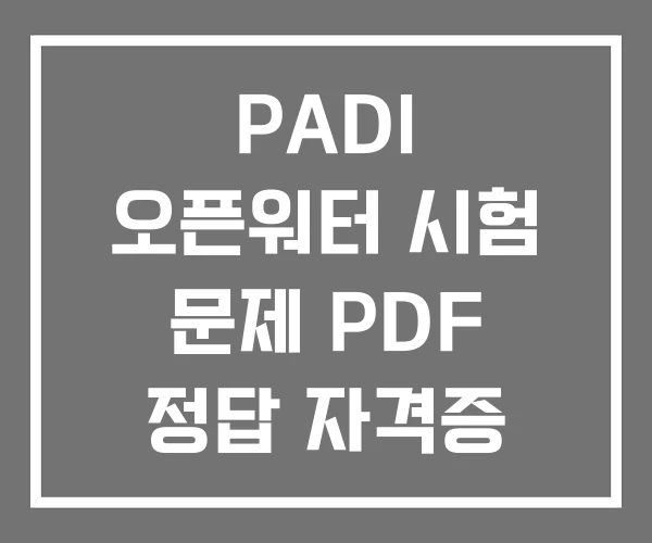 PADI 오픈워터 시험 문제 PDF 정답 자격증