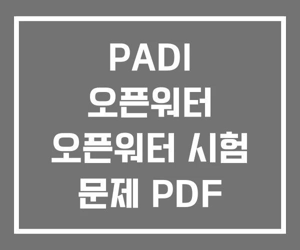 PADI 오픈워터 오픈워터 시험 문제 PDF 백방