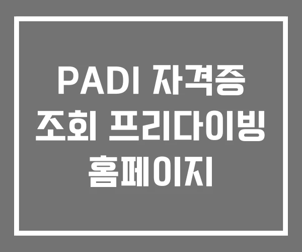 PADI 자격증 조회 프리다이빙 홈페이지