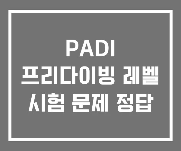 PADI 프리다이빙 레벨 시험 문제 정답
