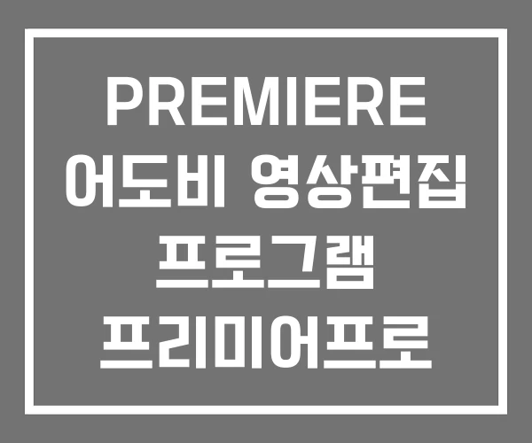 PREMIERE 어도비 영상편집 프로그램 프리미어프로
