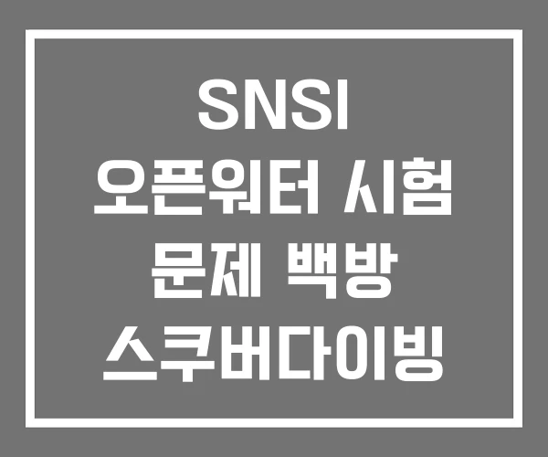 SNSI 오픈워터 시험 문제 백방 스쿠버다이빙 자격증