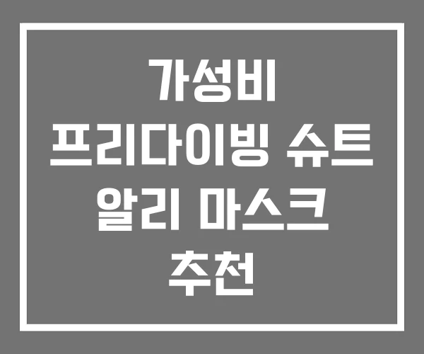 가성비 프리다이빙 슈트 알리 마스크 추천