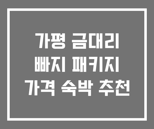가평 금대리 빠지 패키지 가격 숙박 추천