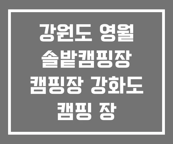 강원도 영월 솔밭캠핑장 캠핑장 강화도 캠핑 장