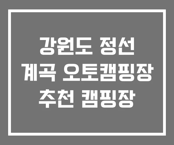 강원도 정선 계곡 오토캠핑장 추천 캠핑장