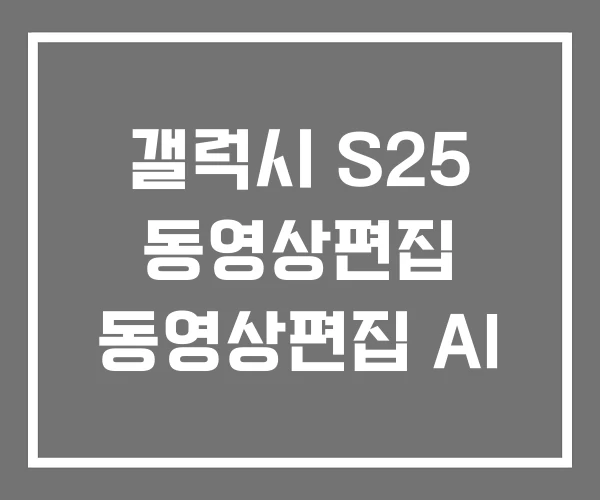 갤럭시 S25 동영상편집 동영상편집 AI