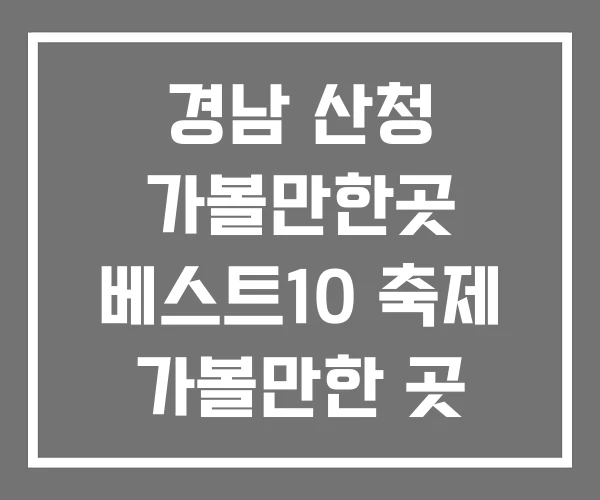 경남 산청 가볼만한곳 베스트10 축제 가볼만한 곳 통영