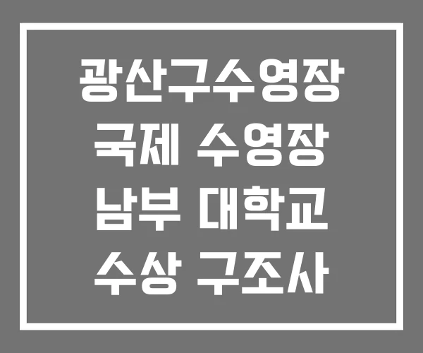 광산구수영장 국제 수영장 남부 대학교 수상 구조사