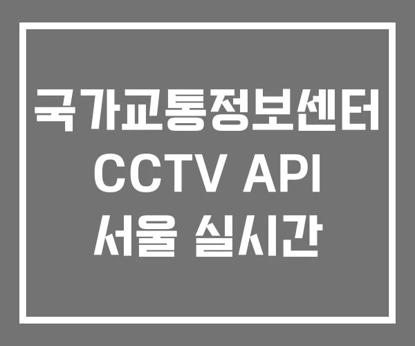 국가교통정보센터 CCTV API 서울 실시간