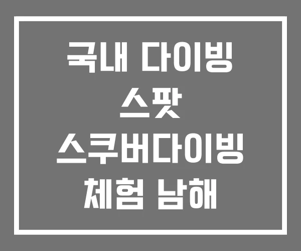 국내 다이빙 스팟 스쿠버다이빙 체험 남해