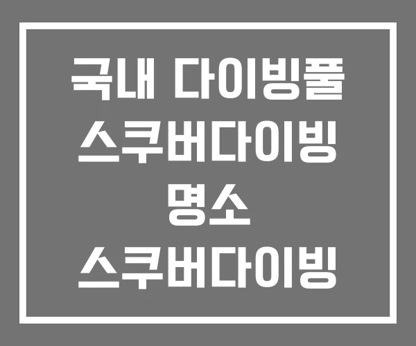 국내 다이빙풀 스쿠버다이빙 명소 스쿠버다이빙 체험