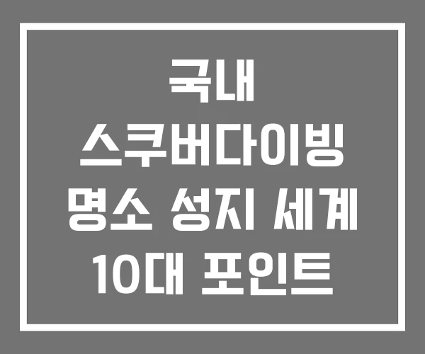 국내 스쿠버다이빙 명소 성지 세계 10대 포인트