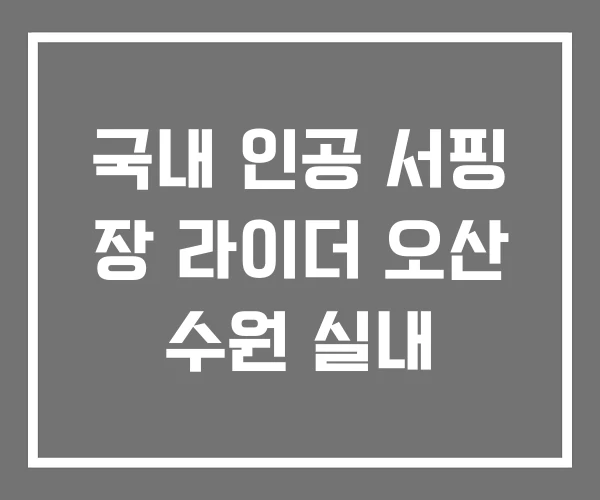 국내 인공 서핑 장 라이더 오산 수원 실내