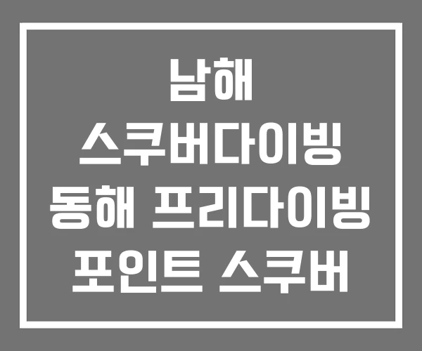 남해 스쿠버다이빙 동해 프리다이빙 포인트 스쿠버 여행