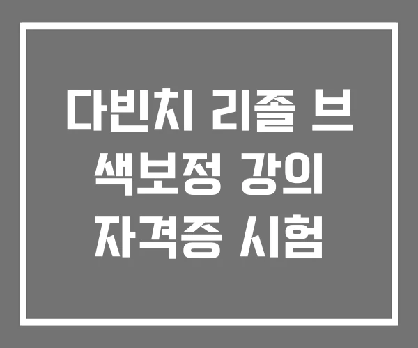 다빈치 리졸 브 색보정 강의 자격증 시험