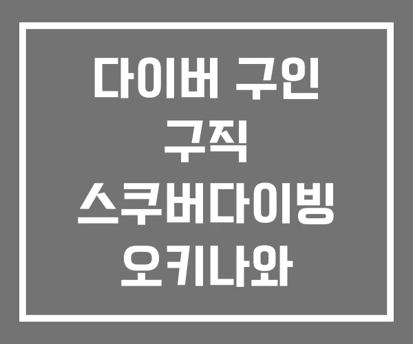 다이버 구인 구직 스쿠버다이빙 오키나와 다이빙샵
