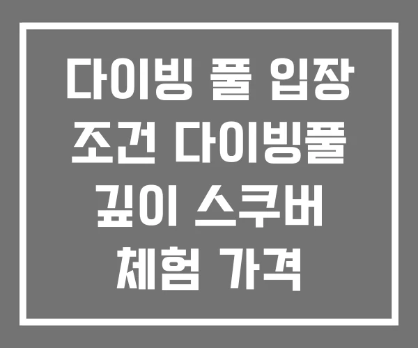 다이빙 풀 입장 조건 다이빙풀 깊이 스쿠버 체험 가격