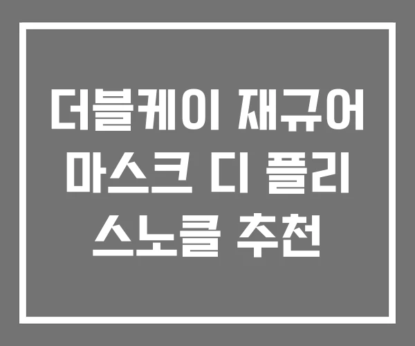 더블케이 재규어 마스크 디 플리 스노클 추천