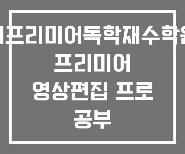 더프리미어독학재수학원 프리미어 영상편집 프로 공부