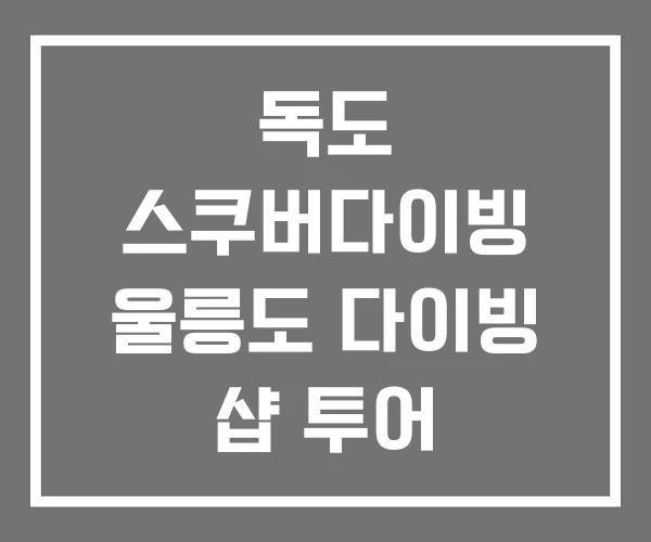 독도 스쿠버다이빙 울릉도 다이빙 샵 투어