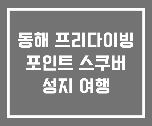 동해 프리다이빙 포인트 스쿠버 성지 여행