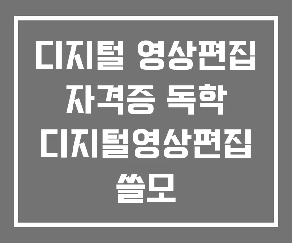 디지털 영상편집 자격증 독학 디지털영상편집 쓸모