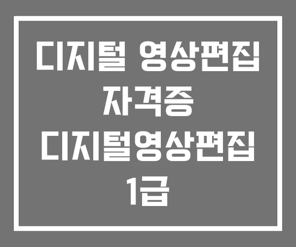 디지털 영상편집 자격증 디지털영상편집 1급