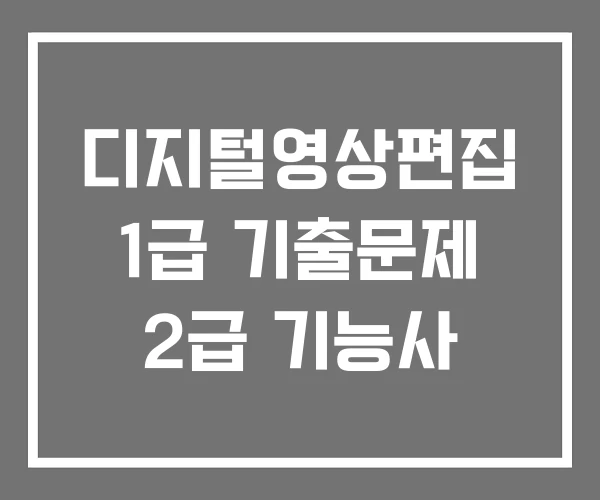 디지털영상편집 1급 기출문제 2급 기능사