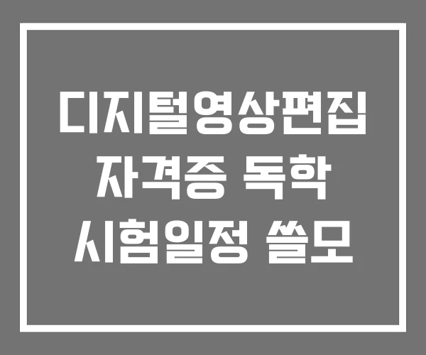 디지털영상편집 자격증 독학 시험일정 쓸모