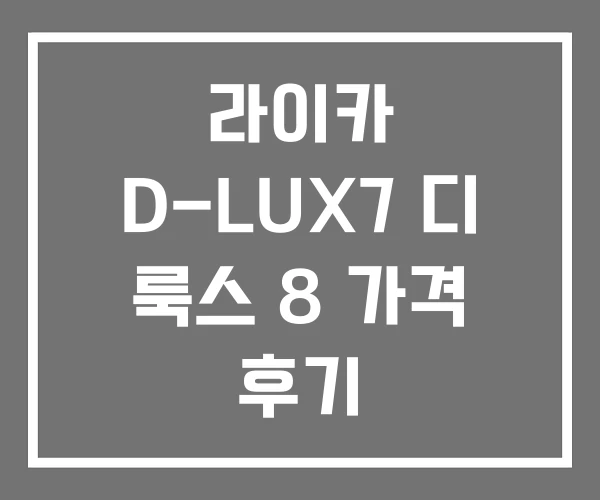 라이카 D-LUX7 디 룩스 8 가격 후기