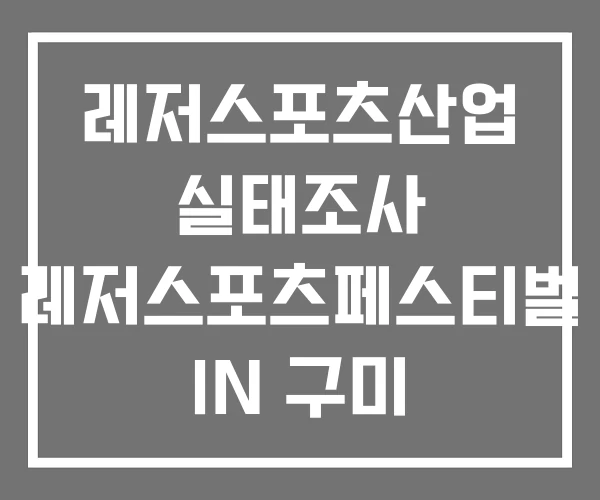 레저스포츠산업 실태조사 레저스포츠페스티벌 IN 구미