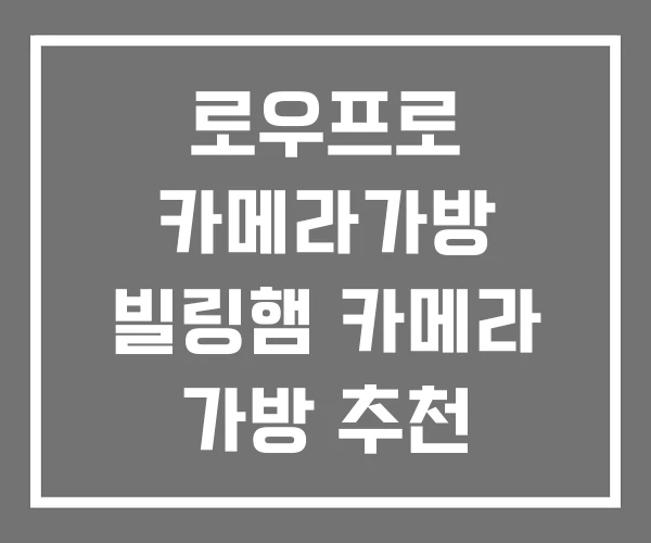 로우프로 카메라가방 빌링햄 카메라 가방 추천