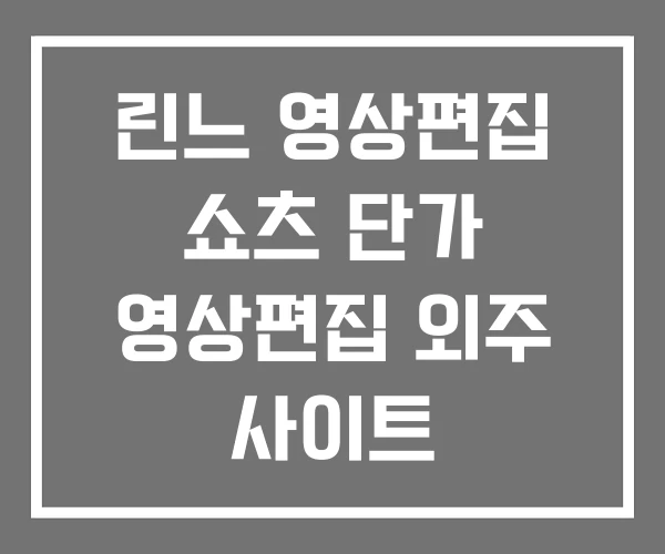 린느 영상편집 쇼츠 단가 영상편집 외주 사이트