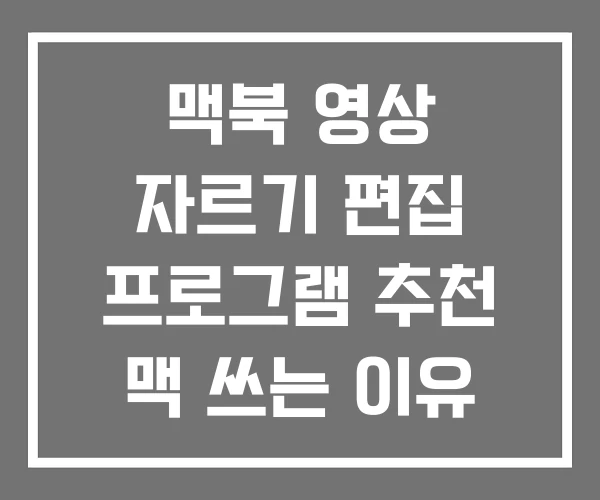 맥북 영상 자르기 편집 프로그램 추천 맥 쓰는 이유