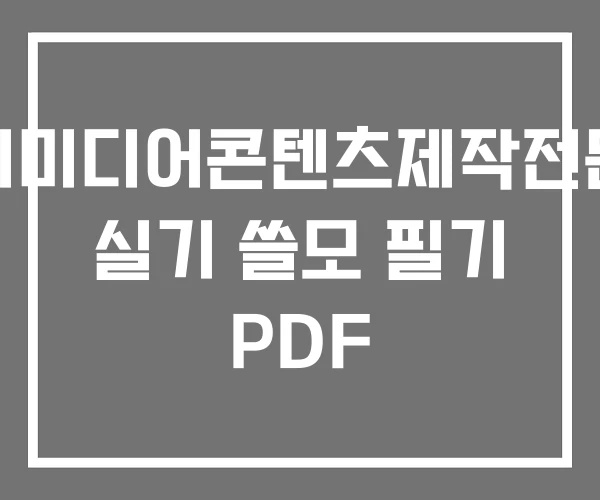 멀티미디어콘텐츠제작전문가 실기 쓸모 필기 PDF