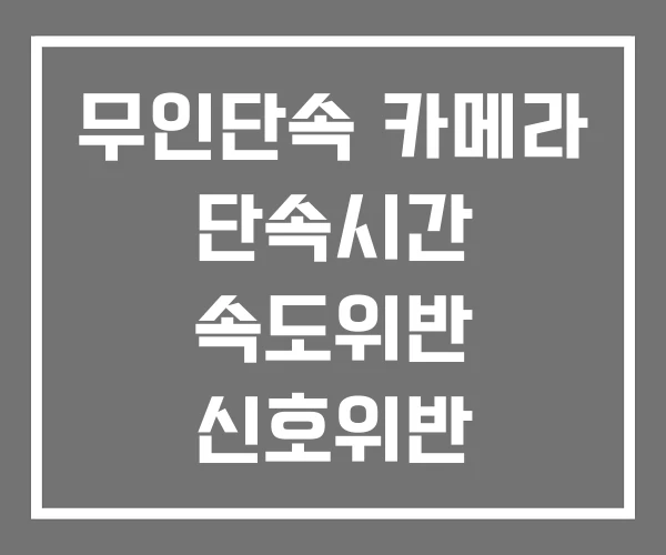 무인단속 카메라 단속시간 속도위반 신호위반