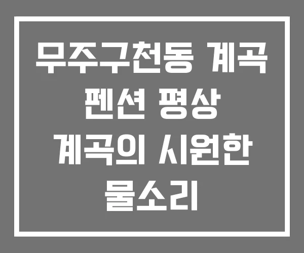 무주구천동 계곡 펜션 평상 계곡의 시원한 물소리