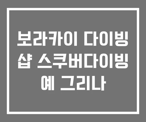 보라카이 다이빙 샵 스쿠버다이빙 예 그리나