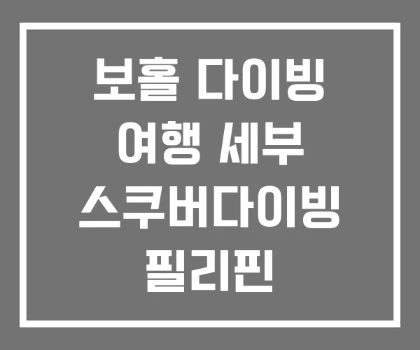보홀 다이빙 여행 세부 스쿠버다이빙 필리핀