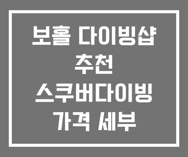 보홀 다이빙샵 추천 스쿠버다이빙 가격 세부 리조트