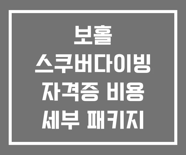 보홀 스쿠버다이빙 자격증 비용 세부 패키지 오픈워터